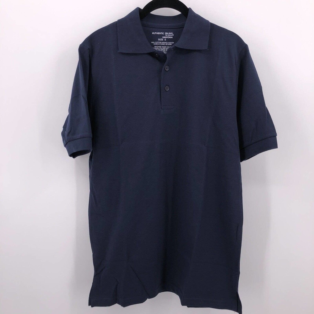 Navy Blue Short Sleeve Polo Shirt Harvic Sz S Casual Classic Galaxy Uniform NWT